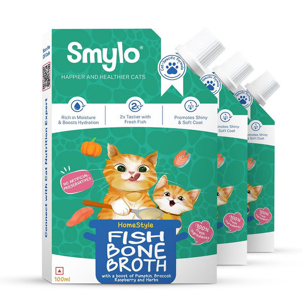 Smylo Hydration Rich Fish with Pumpkin, Broccoli and Raspberry Bone Broth for Cats