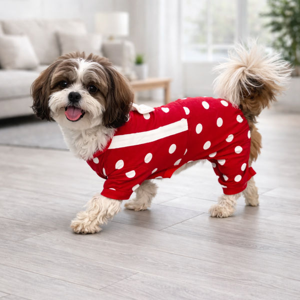 Pawgypets Polka Onesie Tshirt for Dogs (Maroon)