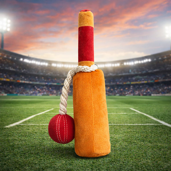 Pawgypets Cricket Fever Doggo Plush with Rope Toy for Dogs (Brown and Red)