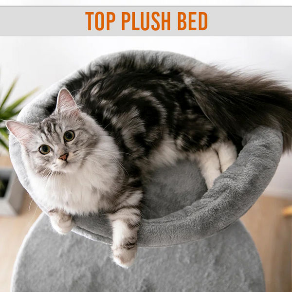 Furrlovers Multi-Level Cat Tree Tower with Scratching Posts, Hammock & Condo (Grey)