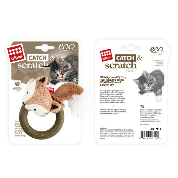 GiGwi Catch and Scratch Eco Line Fox Toy for Cats