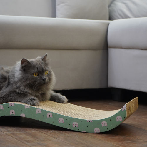Skatrs Wave Cat Scratcher with Catnip & Yellow Rubber Ball Toy Cat Combo