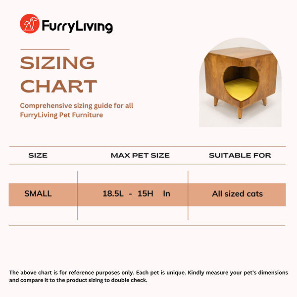 FurryLiving Wally Side Table with Cushion for Small Dogs and Cats (Honey/Yellow Cushion)