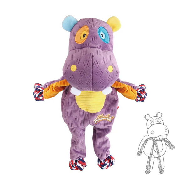 GiGwi Plush Friendz Rope Hippo Toy for Dogs