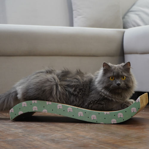 Skatrs Wave Cat Scratcher with Catnip & Yellow Rubber Ball Toy Cat Combo