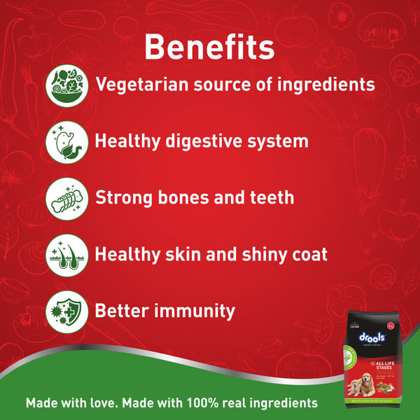 Drools 100% Vegetarian Puppy and Adult Dog Veg Dry Food (All Life Stages)