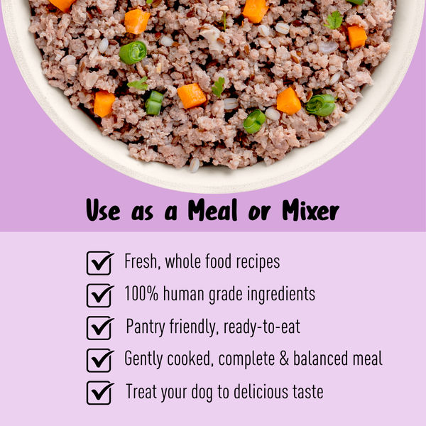 Homiee & Ginger Grain Free Mini Meals Surf & Turf, Fish Feista, Chicken & Barley Food for Dogs Combo