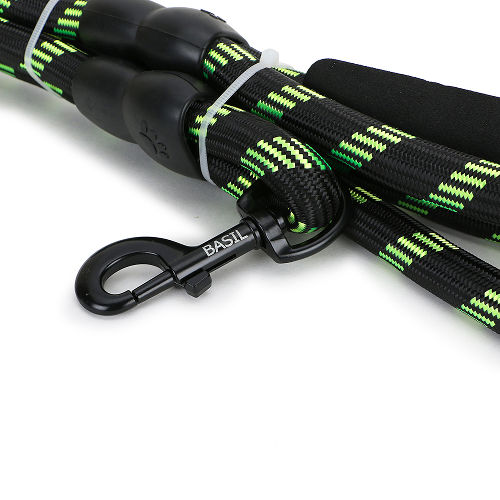 Basil Rope Leash for Dogs (Black/Green)