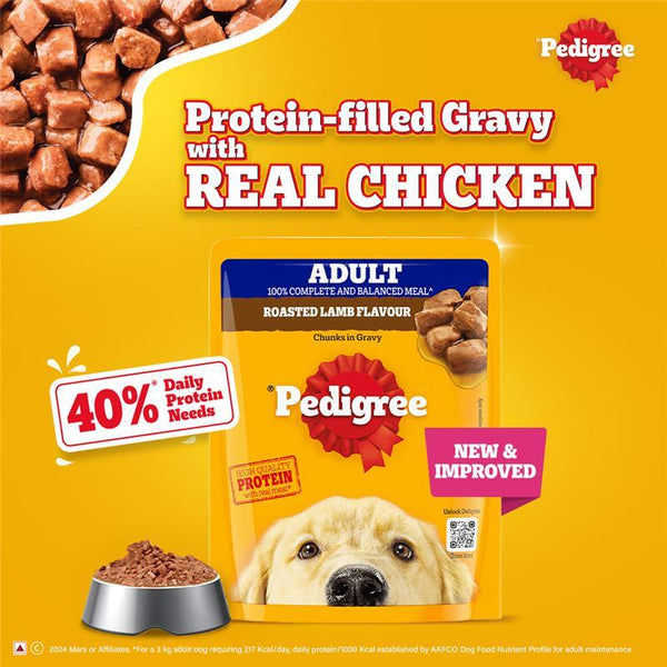 Pedigree Roasted Lamb Flavour Chunks in Gravy Adult Dog Wet Food