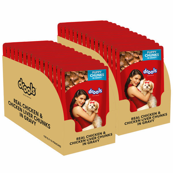 Drools Real Chicken & Chicken Liver Chunks in Gravy Puppy Dog Wet Food