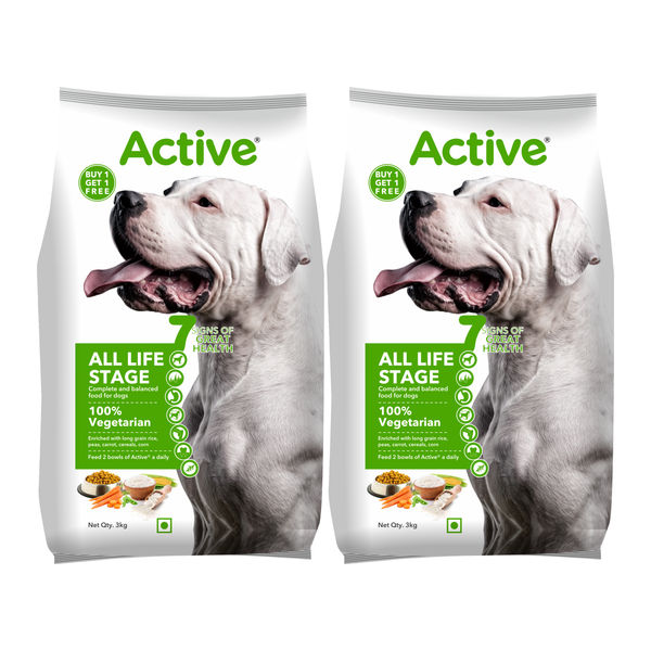 Active All Breed 100% Veg Dog Dry Food (Buy 1 Get 1)