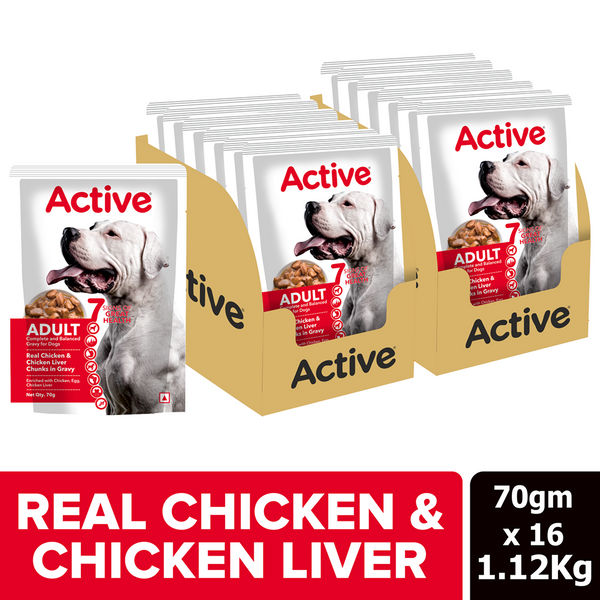 Active Real Chicken & Chicken Liver Chunks in Gravy Adult Dog Wet Food (Buy 1 Get 1)