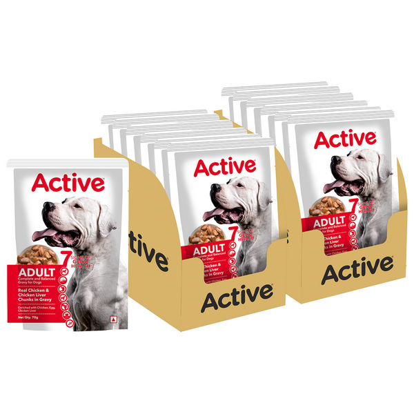 Active Real Chicken & Chicken Liver Chunks in Gravy Adult Dog Wet Food (Buy 1 Get 1)
