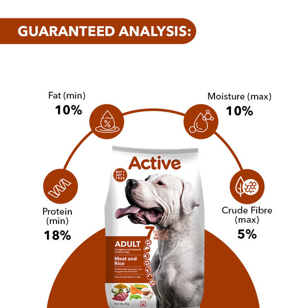 Active Meat and Rice Adult Dog Dry Food (Buy 1 Get 1)