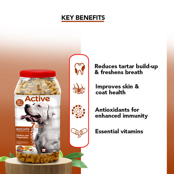 Active Mutton & Vegetable Flavour Biscuit Dog Treats (Buy 1 Get 1)