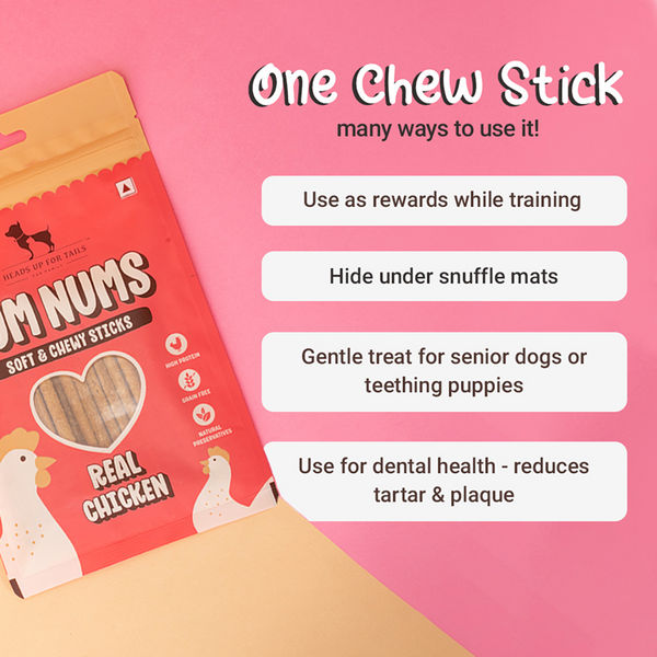 HUFT Yum Nums Real Chicken Soft & Chewy Sticks Dog Treats