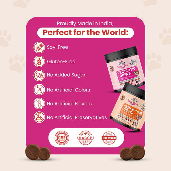 TailsAlive Probiotic, Immunity Booster and Skin & Coat Chews Allergy & Itch Relief Combo for Dogs