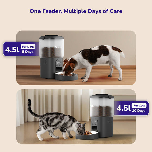 Petverse Automatic Smart Timer with Portion Control Feeder for Dogs & Cats (Black)