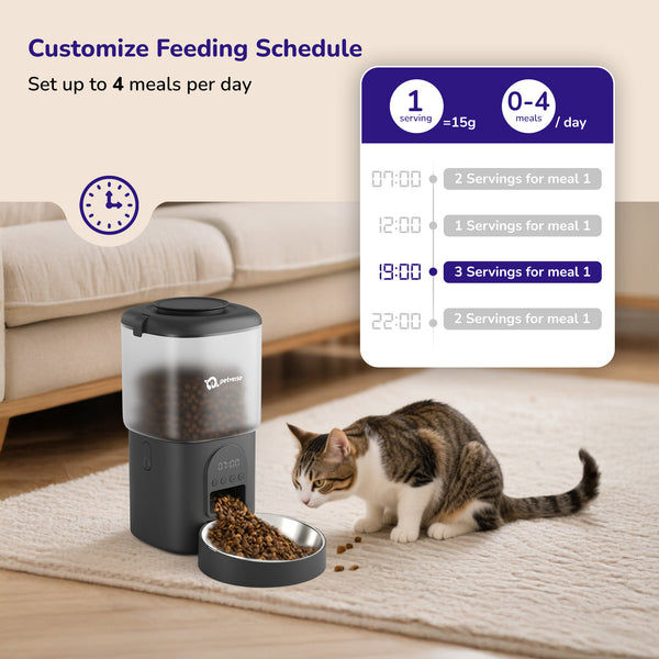 Petverse Automatic Smart Timer with Portion Control Feeder for Dogs & Cats (Black)