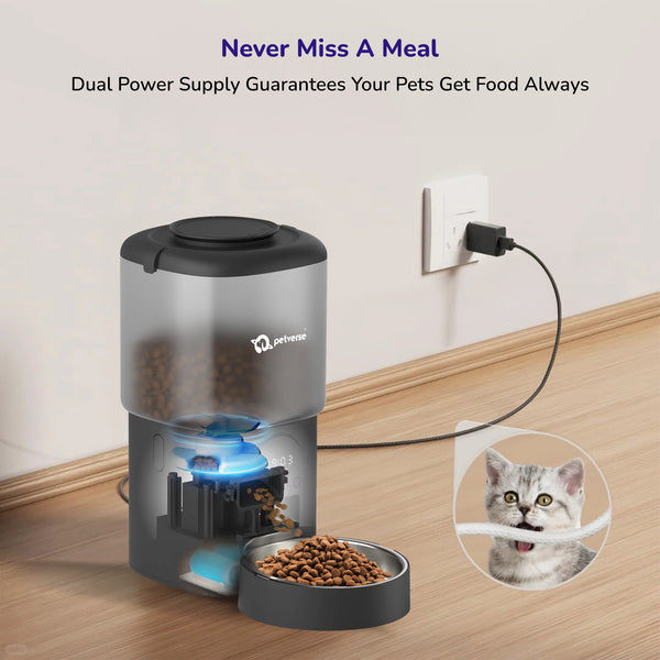 Petverse Automatic Smart Timer with Portion Control Feeder for Dogs & Cats (Black)