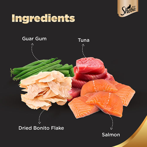 Sheba Tuna Flavor and Tuna & Prawn Maguro Selection Melty Premium Treat and Skipjack & Salmon Fish Mix Cat Wet Food Combo