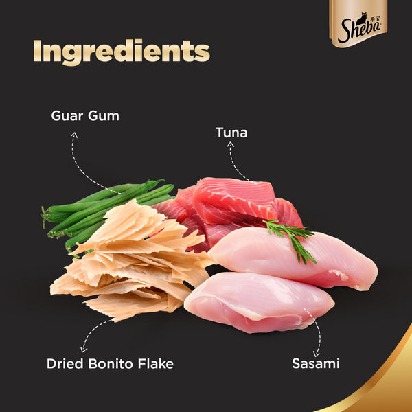 Sheba Fish with Dry Bonito, Maguro & Bream and Fish with Sasami Flake Premium Cat Wet Food Combo