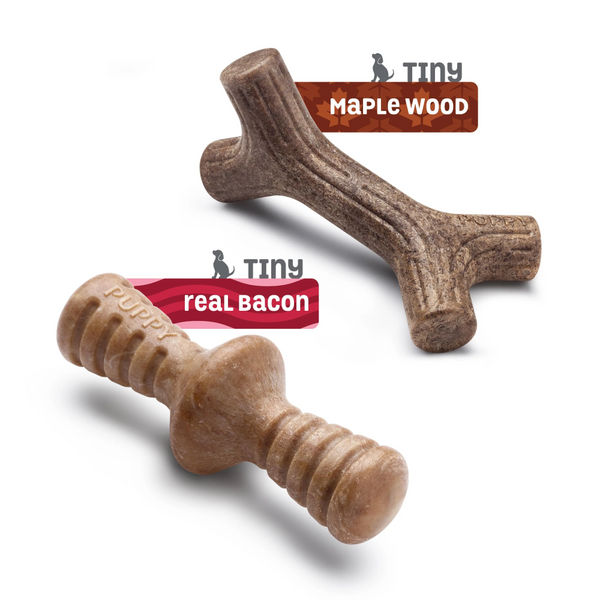 Benebone Maplestick and Zaggler Bacon Chew Toys for Puppy