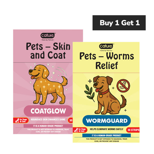 Cature Care by Nature Coatglow & Wormguard Dissolving Oral Strips for Dogs and Cats (Buy 1 Get 1)