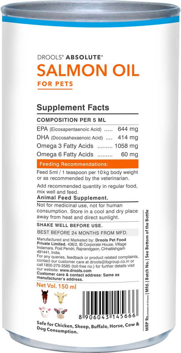 Drools Absolute Salmon Oil Syrup Supplement for Dogs