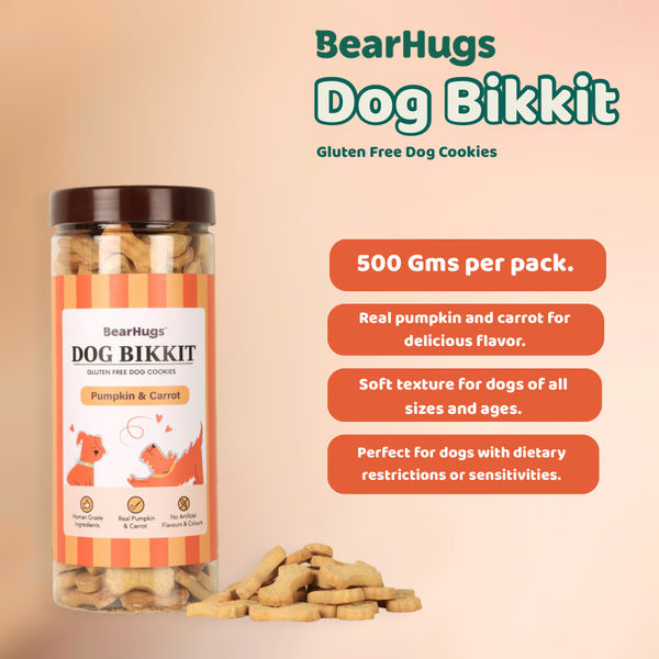 BearHugs Pumpkin & Carrot Bikkit Gluten Free Cookies Dog Treats