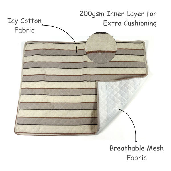 Petter World Multipurpose Breathable Summer Mat for Dogs (Brown Stripes)