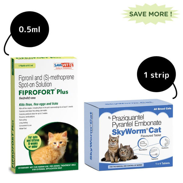 Cat Dewormer and Tick & Flea Control Spot On Combo