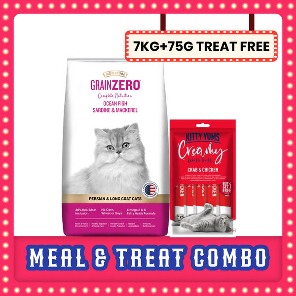Signature Grain Zero Ocean Fish, Sardine and Mackerel Long Coat & Persian Adult Cat Dry Food