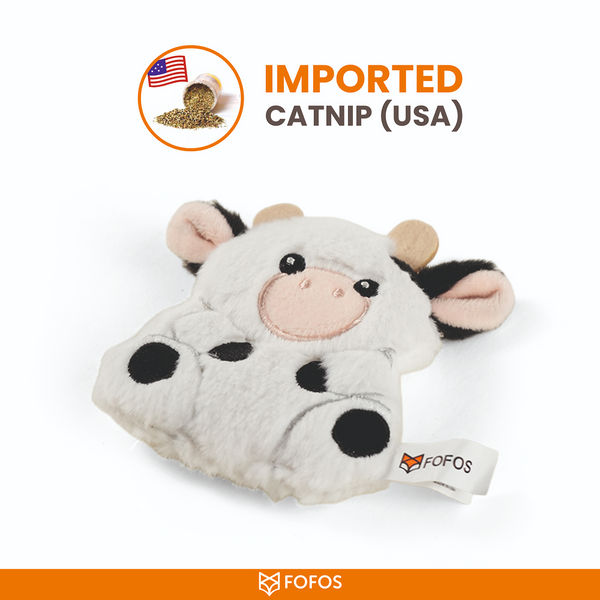 Barkbutler x Fofos Floppy Crinkle Cow Catnip Toy for Cats