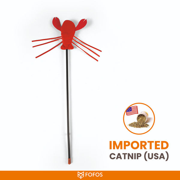 Barkbutler x Fofos Wand Moving Lobster Teaser Toy for Cats