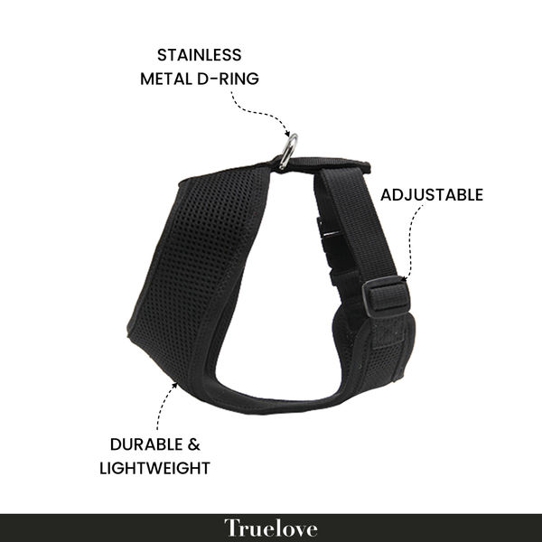 Truelove Harness for Cats and Small Dogs (Black)