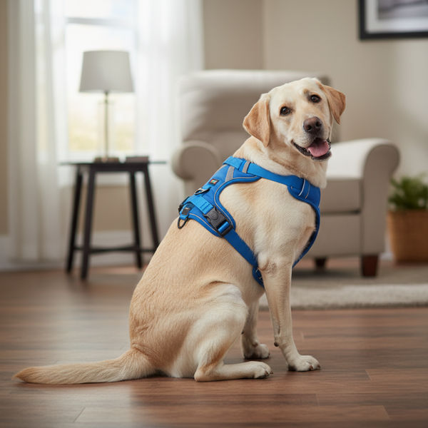 Skatrs Fully Padded Comfort Electric Reflective Harness for Dogs & Cats (Blue)