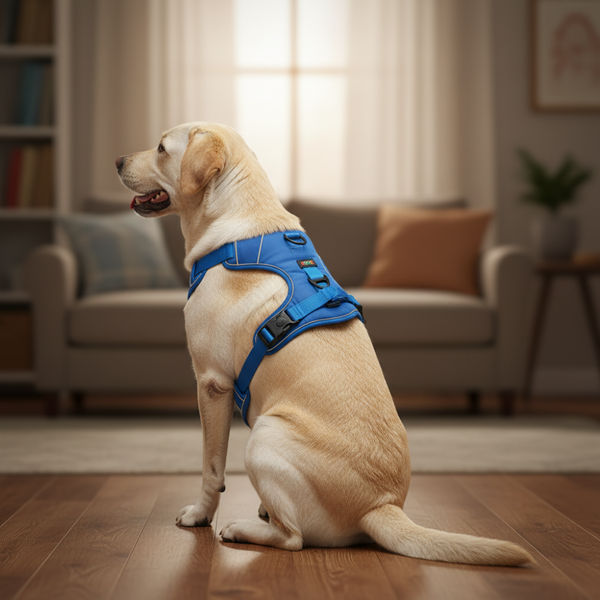 Skatrs Fully Padded Comfort Electric Reflective Harness for Dogs & Cats (Blue)