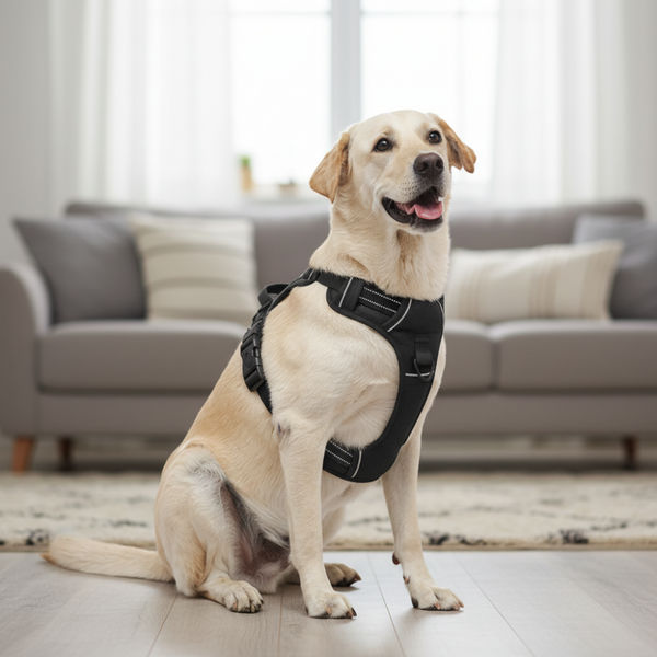 Skatrs Fully Padded Comfort Midnight Reflective Harness for Dogs & Cats (Black)