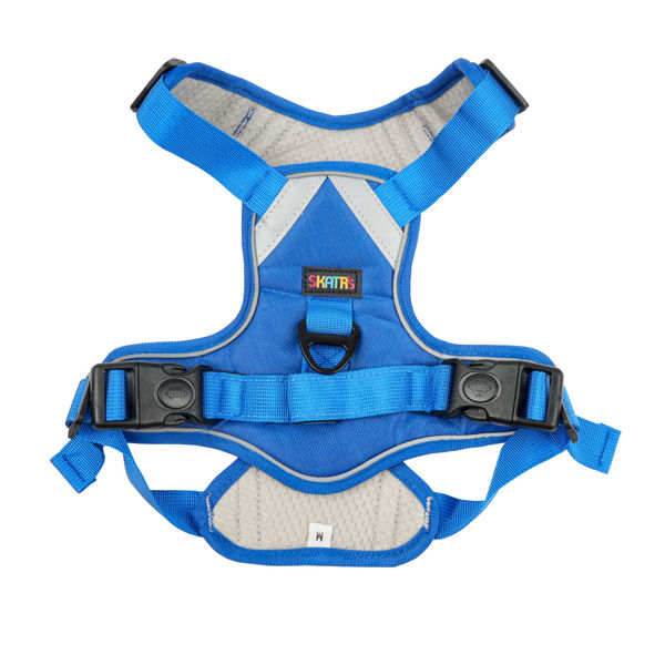 Skatrs Fully Padded Comfort Electric Reflective Harness for Dogs & Cats (Blue)