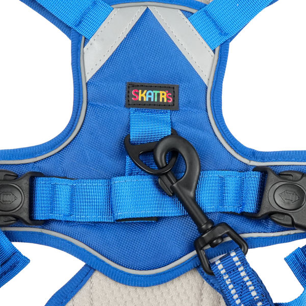 Skatrs Fully Padded Comfort Electric Reflective Harness for Dogs & Cats (Blue)