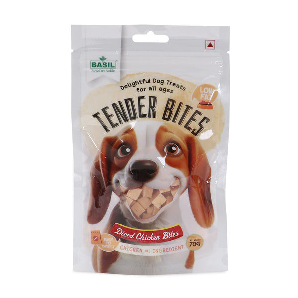 Basil Tender Diced Chicken Bites Strips Dog Treats (Limited Stocks)