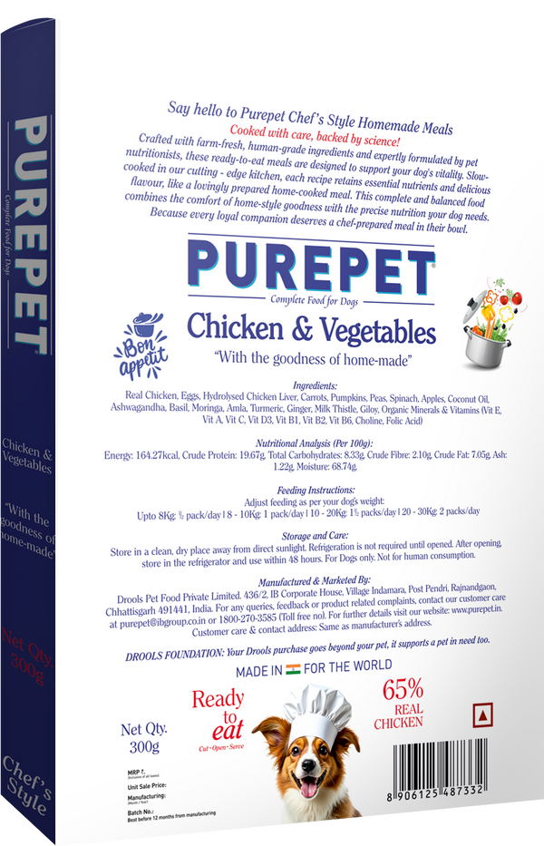 Purepet Chicken and Vegetable Biryani Fresh Food For Dogs