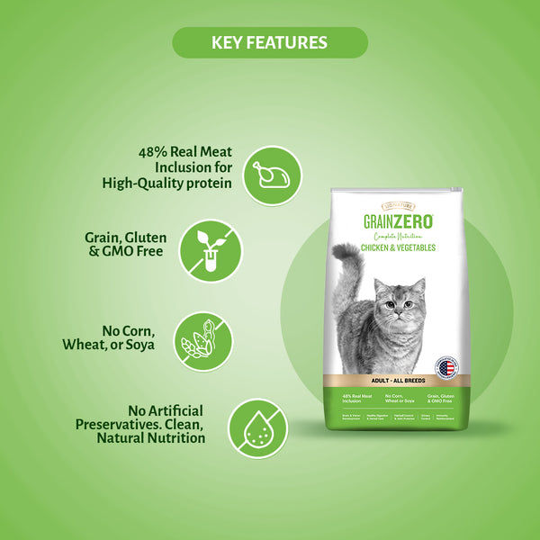 Signature Grain Zero Chicken & Vegetable Adult All Breed Adult Cat Dry Food