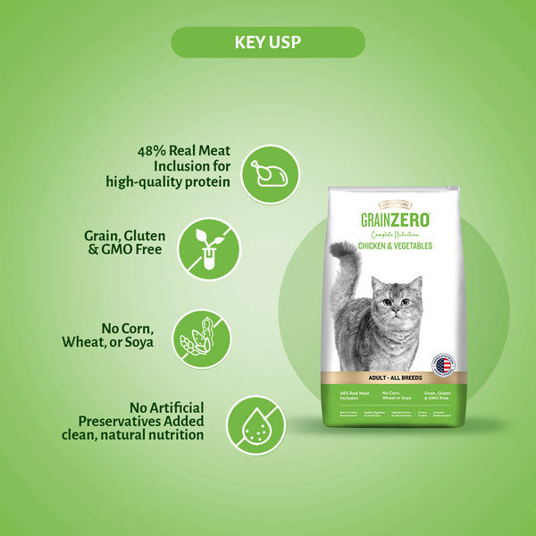 Signature Grain Zero Chicken & Vegetable Adult All Breed Adult Cat Dry Food