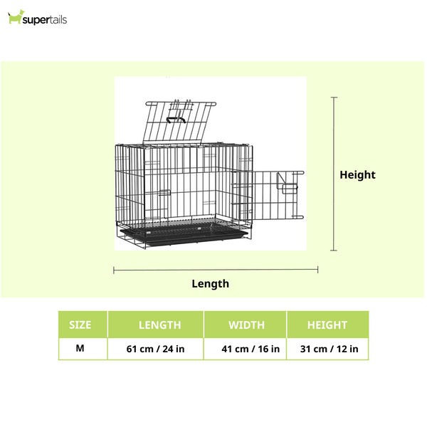 Chullbull Dual Door Heavy Duty Iron Powder Coated with Removable Tray Carrier for Dogs and Cats (Black)