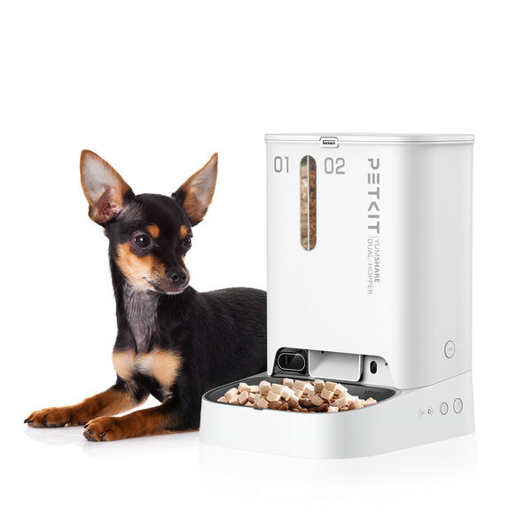 Petkit YumShare Dual Hopper Automatic 2.4G WiFi Food Dispenser with HD Camera for Dogs and Cats