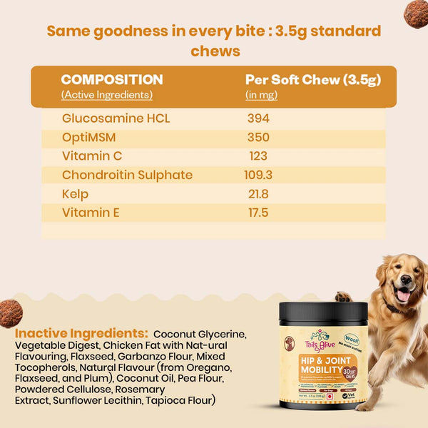 TailsAlive Hip & Joint Chicken Flavor Soft Chews Supplements for Dogs