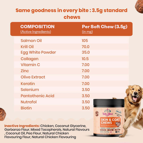 TailsAlive Skin & Coat Soft Chews Supplement for Dogs