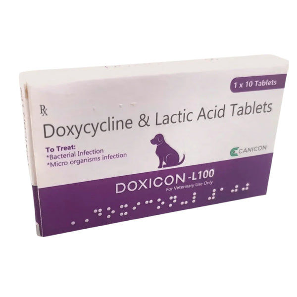 Wellcon Doxicon L 100mg (Doxycycline & Lactic Acid) Tablet for Dogs